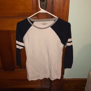 Navy blue and white “baseball tee”